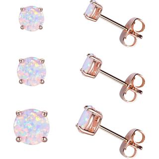 Brincos de Prata Esterlina para Mulheres - Brincos de Opala Banhados a Ouro Branco Hipoalergênicos com Pequenas Pedras d