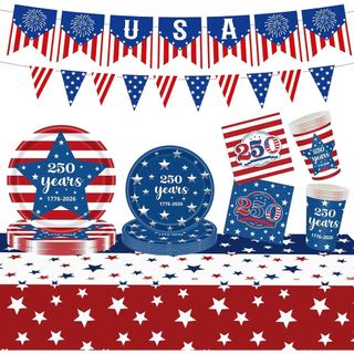 Suprimentos para Festa de 4 de Julho, Kit Patriótico Americano para o 250º Aniversário, para o Dia da Independência, Dia