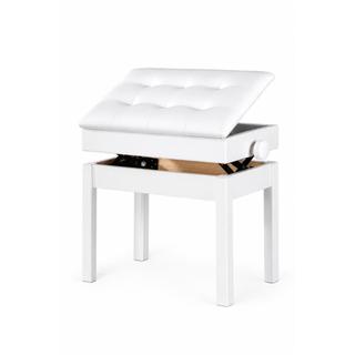 Banqueta Branca, Banco p/ Piano, Teclado, c/ Ajuste Altura, Baú - Assento: 55 x 34 cm