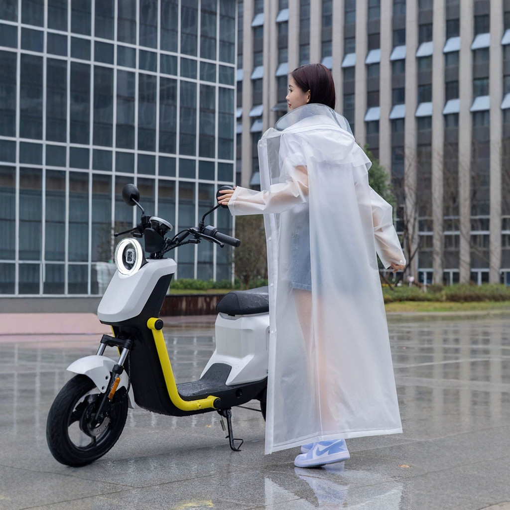 Capa de chuva feminina transparente longo corpo inteiro à prova de chuva moda ciclismo única bateria elétrica bicicleta 