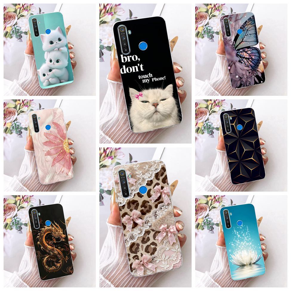 Invólucro Claro Para Realme 6i Caso RMX2040 Estética Bonito Dos Desenhos Animados Moda Borboleta Engraçado Pintado Capa 