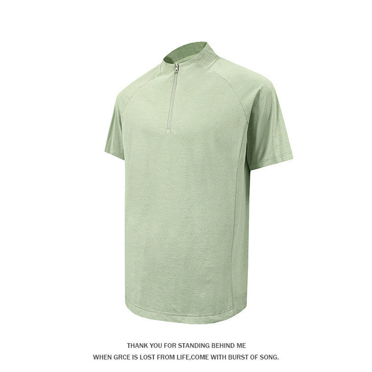 Woodpecker 2026 verão venda quente zíper de manga curta camiseta respirável moda All-match esportes masculinos lazer ao