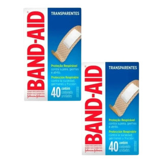 Curativo Band-aid Transparente Com 40 Unidades - Kit Com 2 Caixas