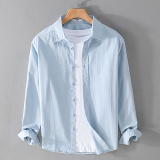 Camisa de manga comprida masculina de algodão solta simples japonês Casual Bottoming All-Match juventude primavera outon
