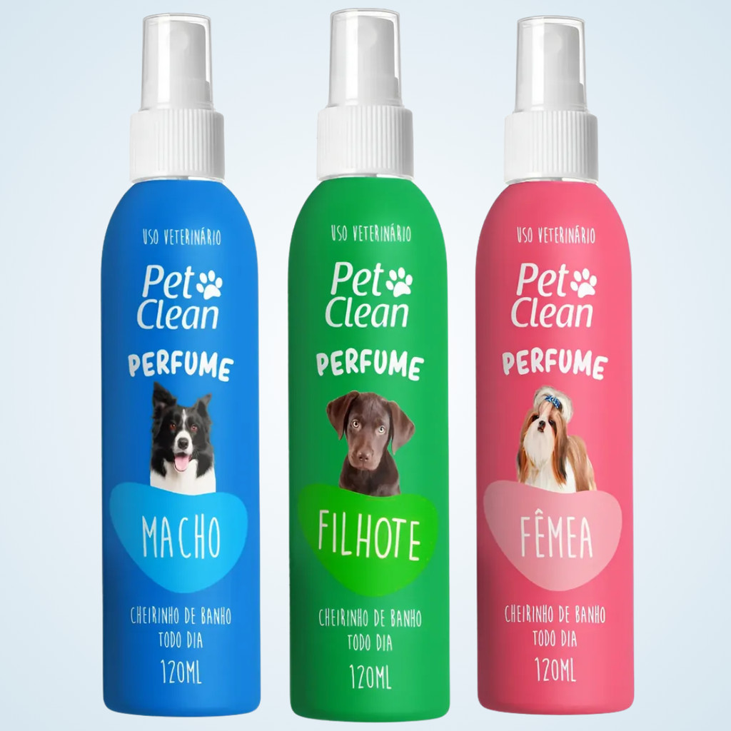 Perfume para Cachorro e Gato Pet Clean 120ml Colônia Spray Fragrância Suave Cães Gatos Filhotes Macho Fêmea