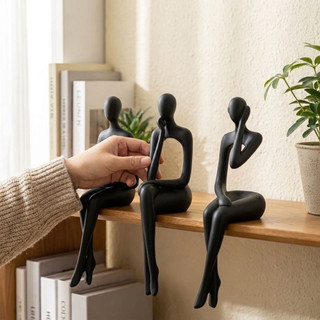 Conjunto De Escultura Humana Sentada Abstrata INTREE 3 Unidades , Estatueta De Pensamento Artesanal Impressa Em 3D , Dec