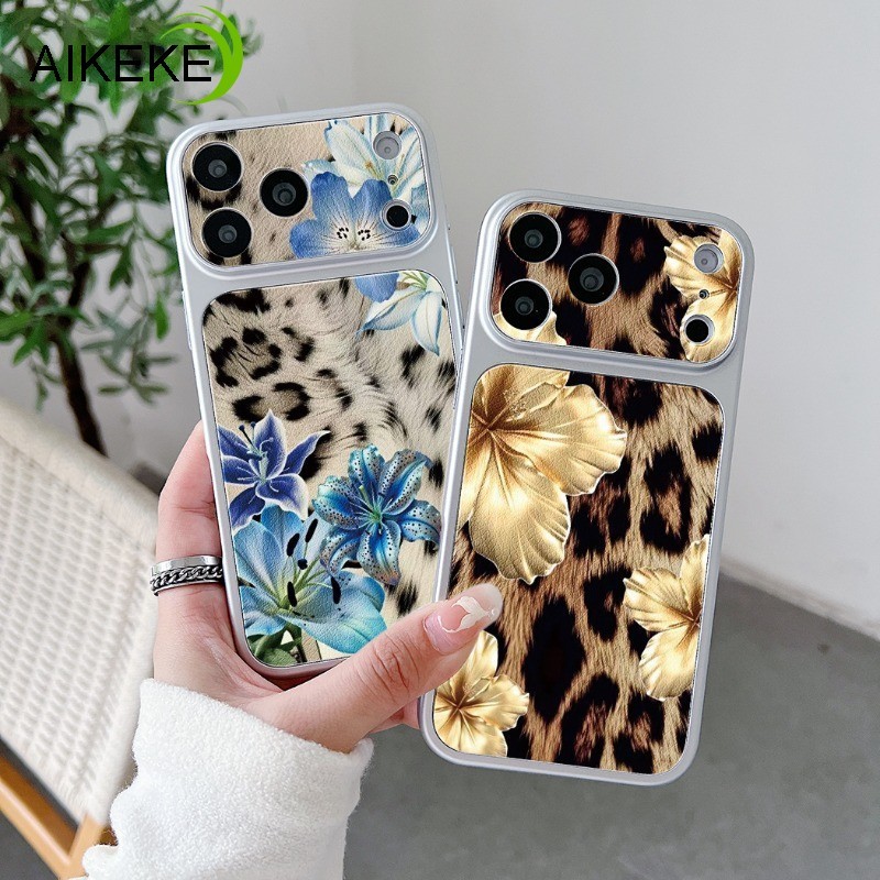 Capa De Telefone Luxuosa Com Estampa De Leopardo E Flor Para Samsung Galaxy A27 A37 A36 A35 A34 A33 A32 M32 A31 A26 A25 