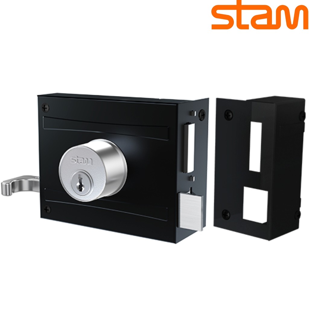 Fechadura Stam 701100 Preto Fosco Espelho Inox 56417