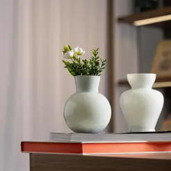 Vaso Decorativo Jasmine 12,5cm Off White Wolff de Vidro com Pintura Interna para Flores Arranjos Mesa Aparador Sala