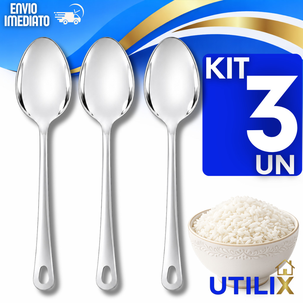 Utensílios Colher Arroz Multiuso Aço Inoxidável Casa Buffet Utilidades Praticidades