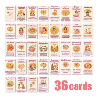 Cartões de cura de psicoterapia de saúde emocional 1 pacote 36 peças conjunto ins estilo manual Material decoração de pa