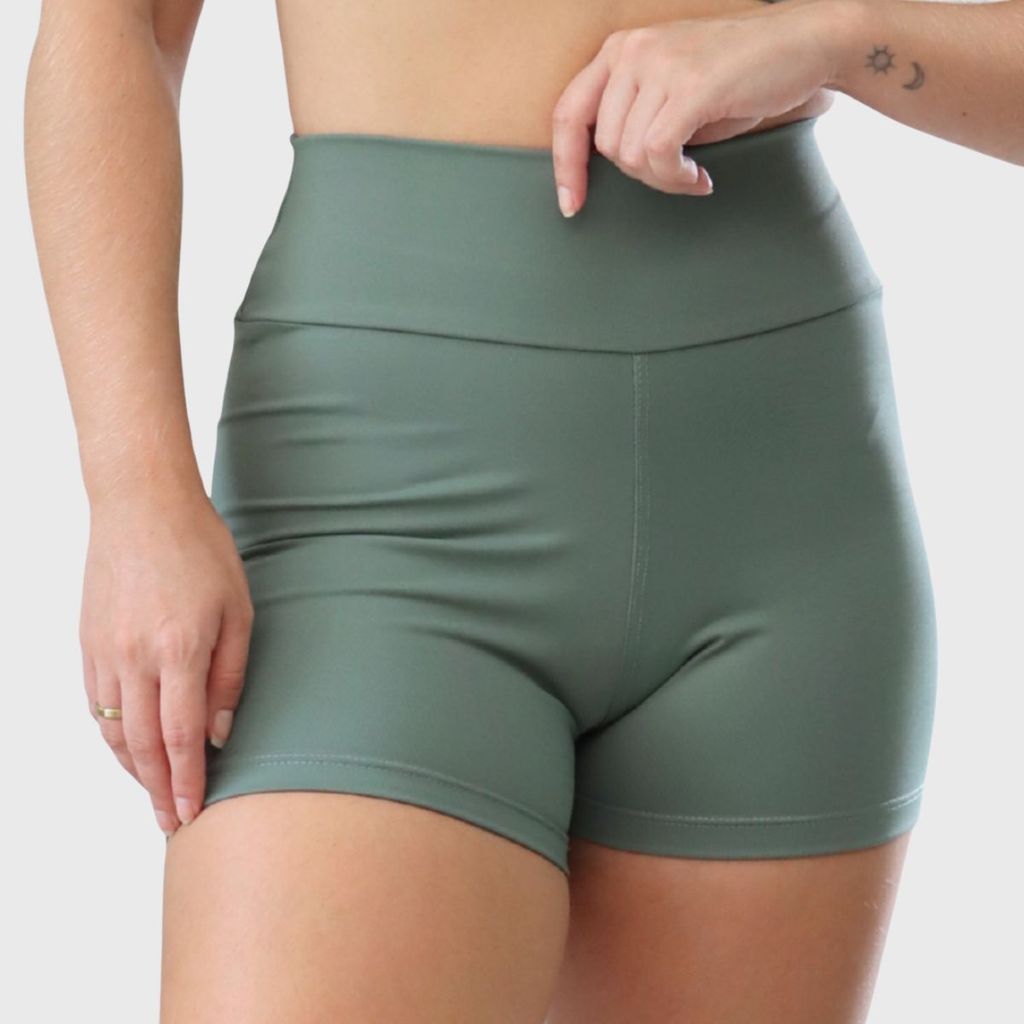 Shorts Fitness Poliamida Zero Transparência Compressão Alta Sustentação Academia Feminino