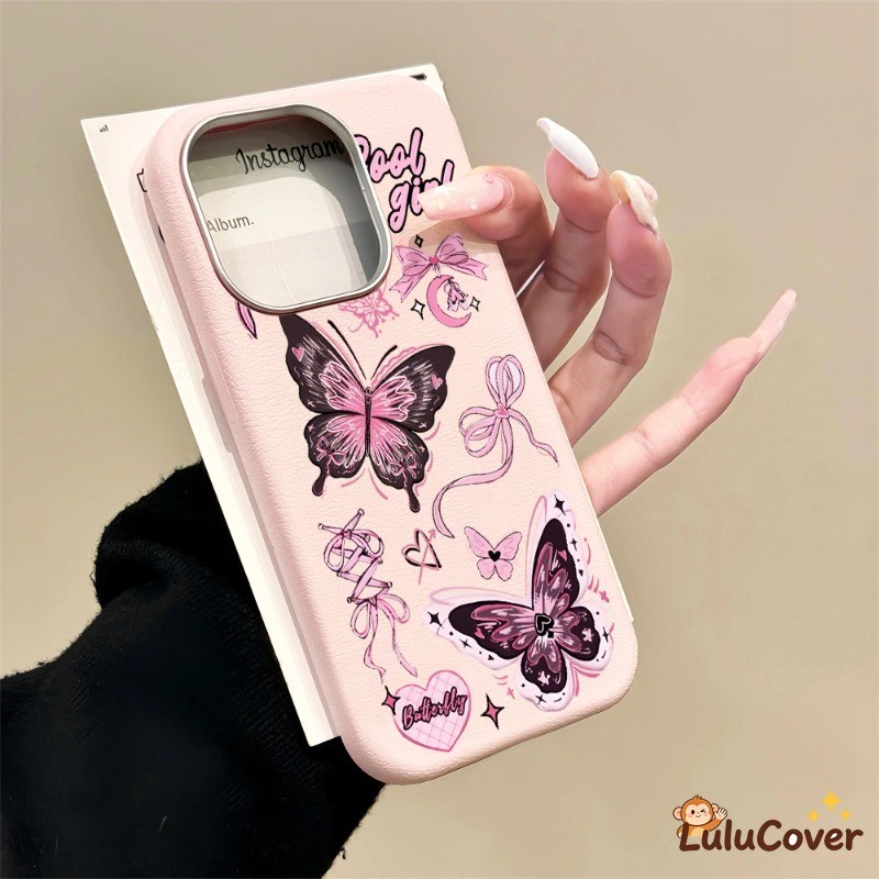 Capa De Couro Com Fita Borboleta E Coração Para Samsung Galaxy A07 A06 F06 M06 A05S M05 F05 A04S A04E M04 F04 A03 Core A