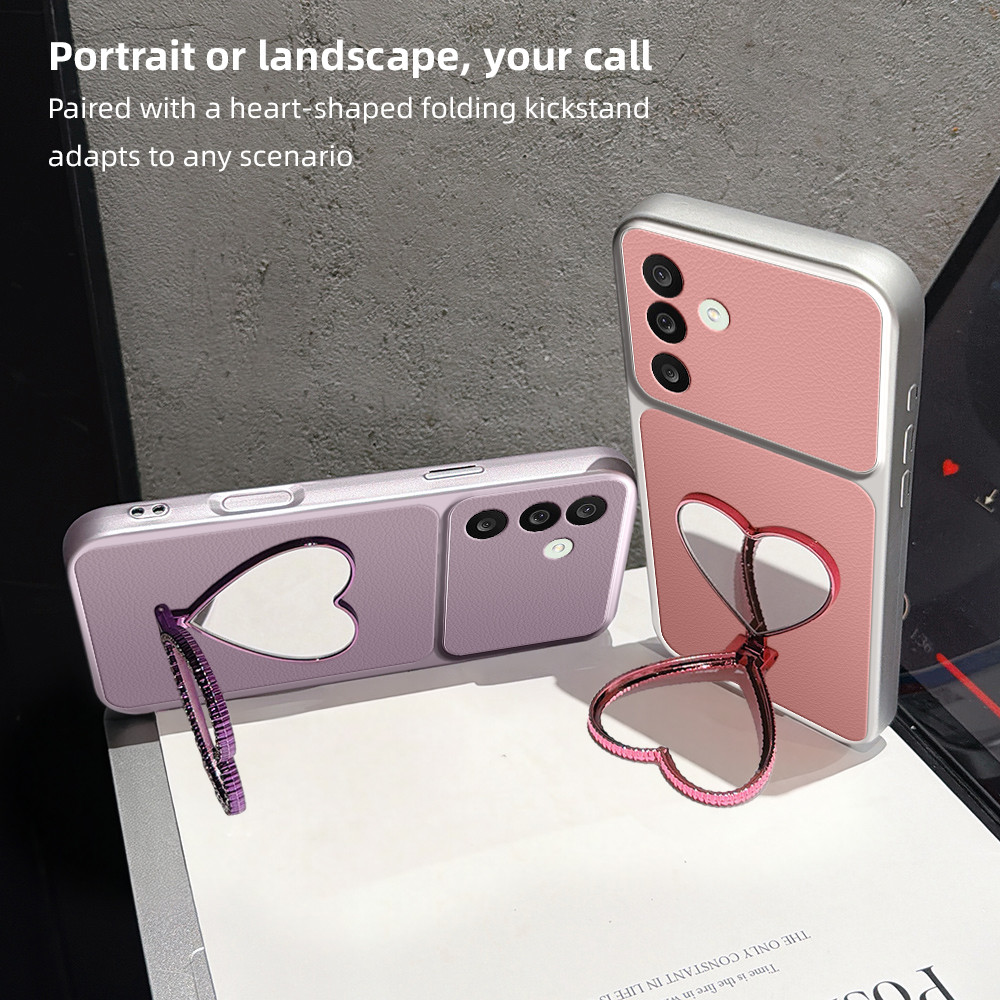 Com Glitter Amor Coração Espelho Suporte Caso De Telefone Para Samsung Galaxy A37 A56 A36 A35 A34 A33 A32 A31 A27 A26 A2