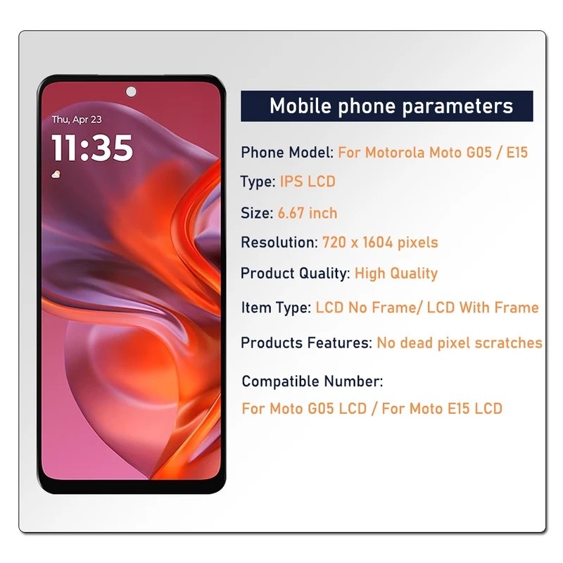 6.67 Polegada Para Motorola Moto G05 Display LCD Com Quadro Tela De Toque Digita
