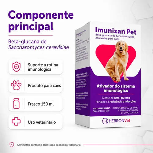 Imunizan Pet Beta Glucana para Cães 150ml Suporte Imunológico HebronVet