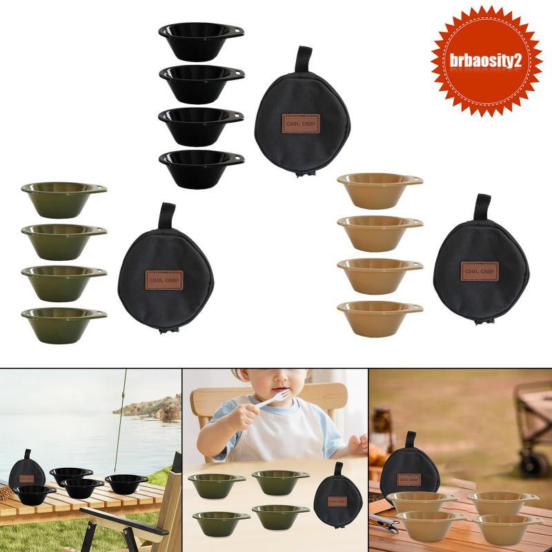 [Brbaosity2] Conjunto De Tigelas De Acampamento Com Alças Kit De Panelas De Talheres Empilháveis Piquenique Ao Ar Livre 