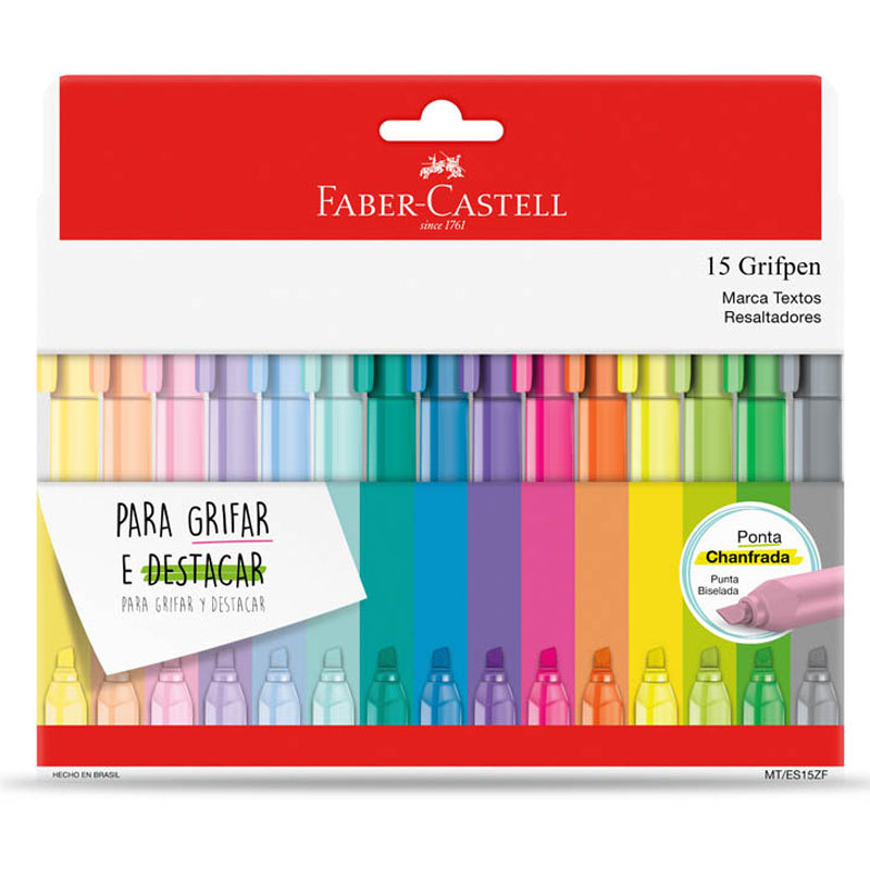 Pincel marca texto Grifpen com 15 unidades MT/ES15ZF\357015 Faber-Castell