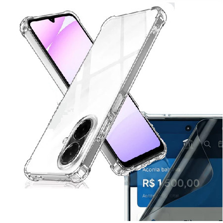 Capa Capinha Tpu Transparente Para Samsung Galaxy A07 + Película De Privacidade