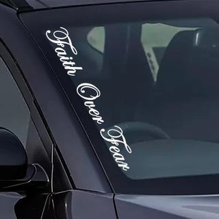 Faith Over Fear Adesivo de Vinil para Para-brisa de Carro e Caminhão, Frase Inspiradora de Fé