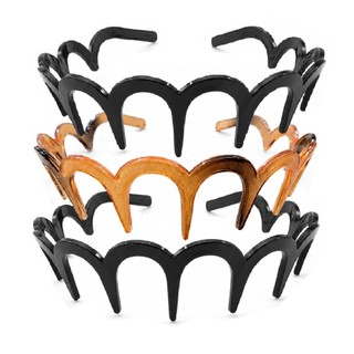 Conjunto 3 Tiaras Onduladas para Cabelo com Pente | Faixa Dentada Antideslizante Preta e …