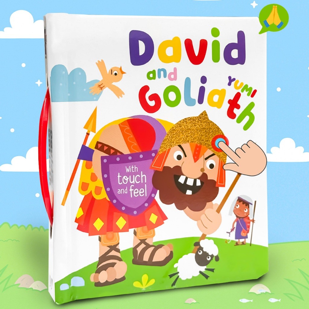 Livro Infantil Histórias Bíblicas Em Inglês Com Toque E Sinta - David and Goliat