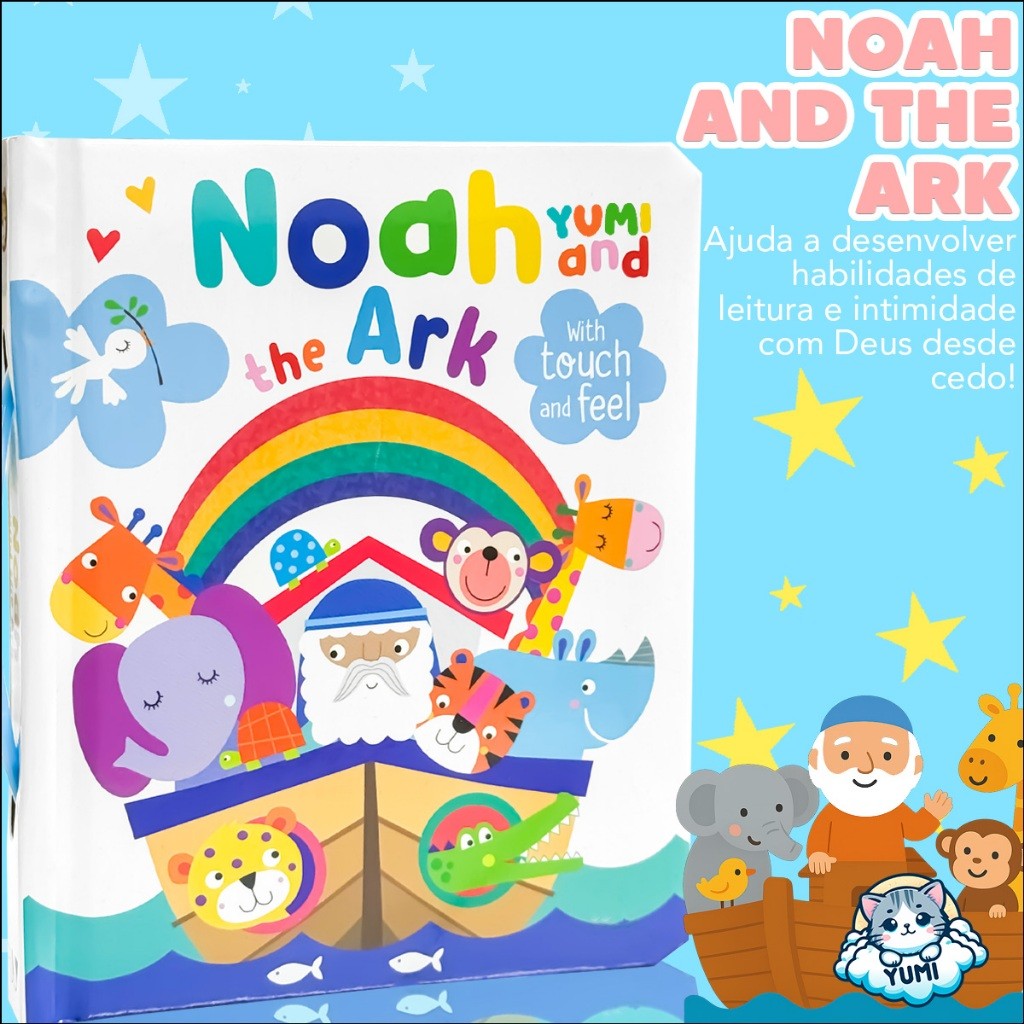 Livro Infantil Histórias Bíblicas Em Inglês Com Toque E Sinta - Noah and the Ark | Bíblia Para Crianças Bebê Sensorial · foto 2