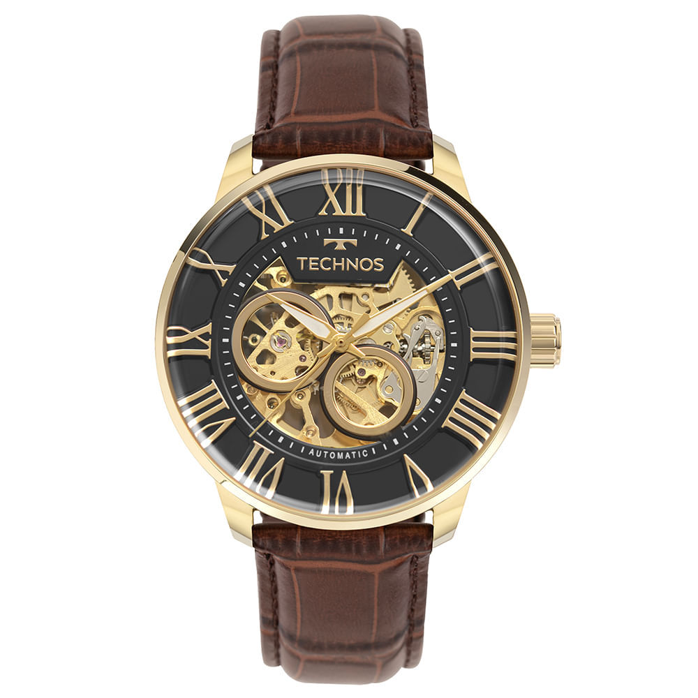 Relógio Technos Masculino Automático Skeleton Dourado - G3265AT/0M