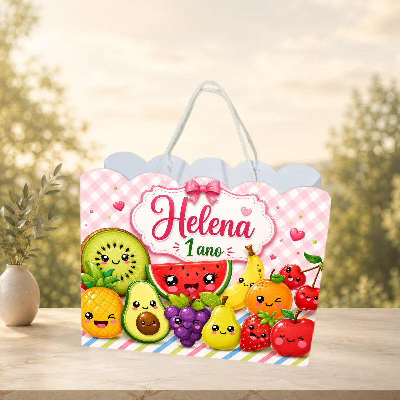 Sacolinha Frutinhas Personalizada com Nome e Idade  Pegue e Monte  Lembrancinha de Aniversário  Festa Infantil