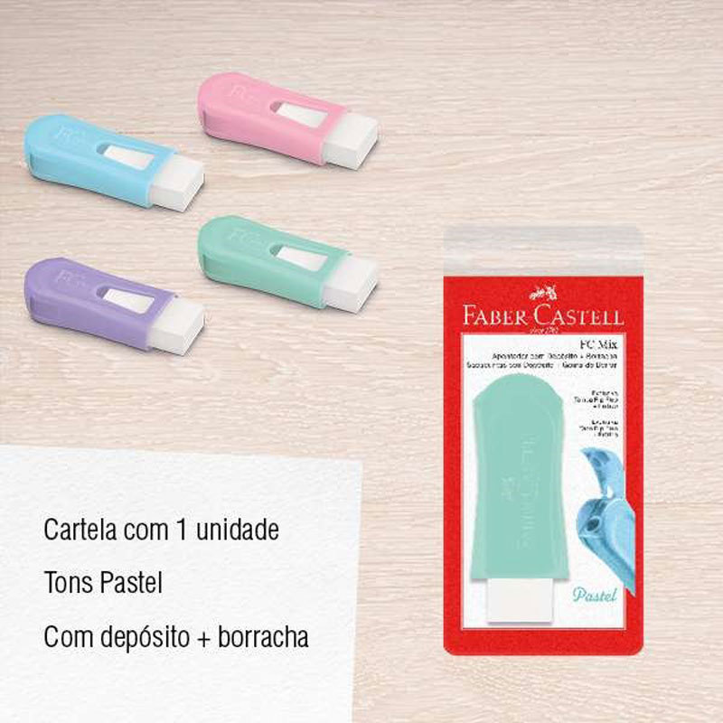 Apontador com coletor e borracha FC Mix Pastel SM/124BORPASTELZF/588525 unidade Faber-Castell · foto 2