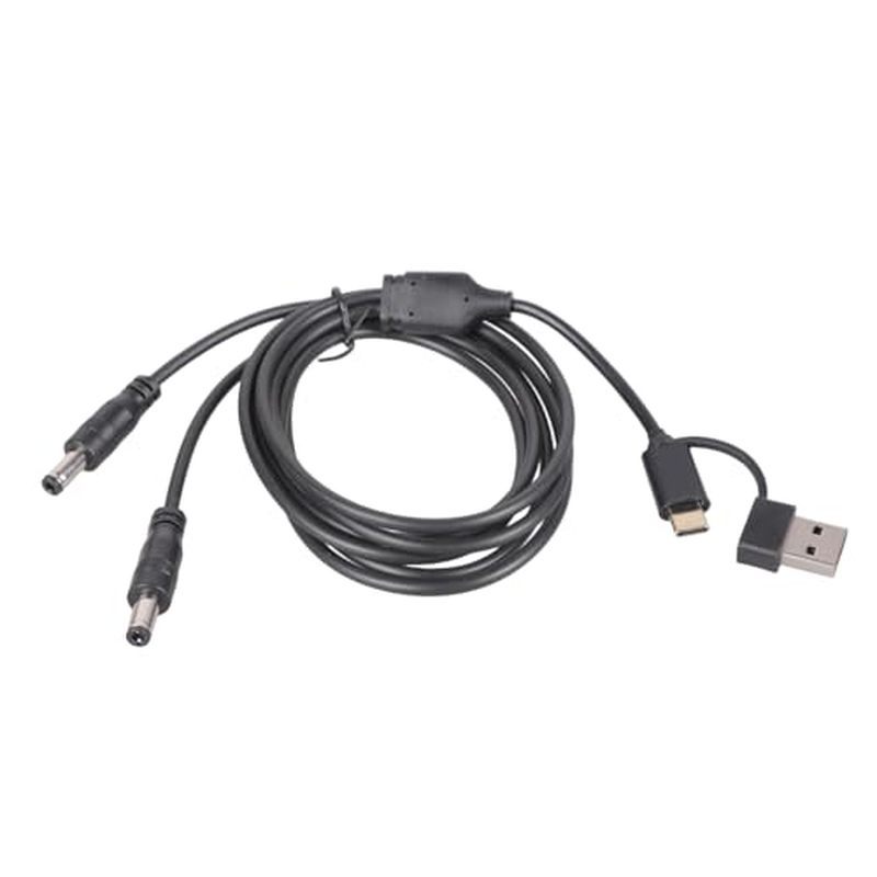 2 Em 1 USB a E Tipo C Para Duplo DC5.5x2.5mm Cabo De Alimentação 5V 3A Carregamento Fio Roteador LED Luz Alto-Falante Ad