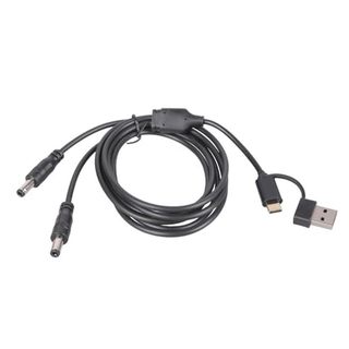 2 Em 1 USB a E Tipo C Para Duplo DC5.5x2.5mm Cabo De Alimentação 5V 3A Carregamento Fio Roteador LED Luz Alto-Falante Ad