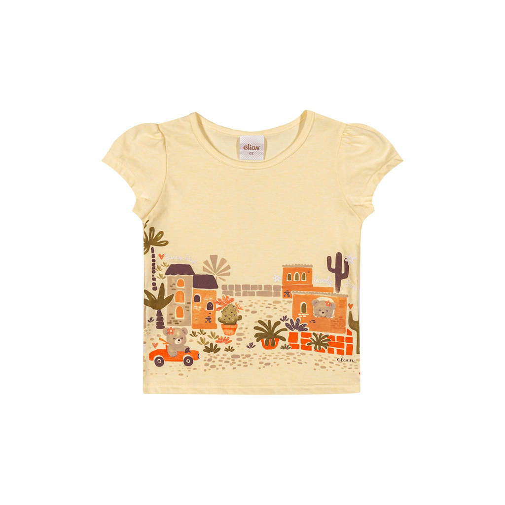 Blusa Infantil Menina Malha Com Estampa Elian Amarelo