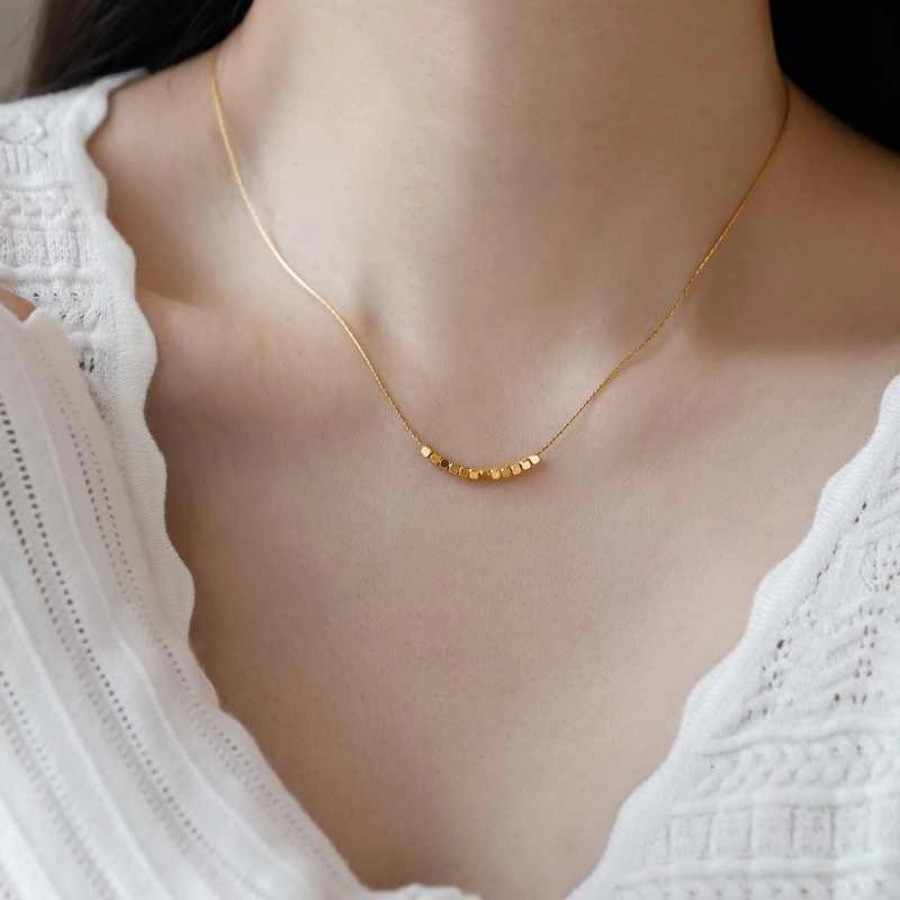 Mini geométrico quebrado ouro casal dois quebrado colar de ouro feminino clavícula corrente colar banhado 18K ouro luz l