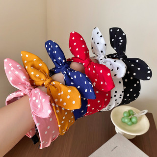 Estilo Hong Kong Retro vermelho bandana bolinhas bandana arco acessórios de cabelo pequeno rosto redução de idade Headwe