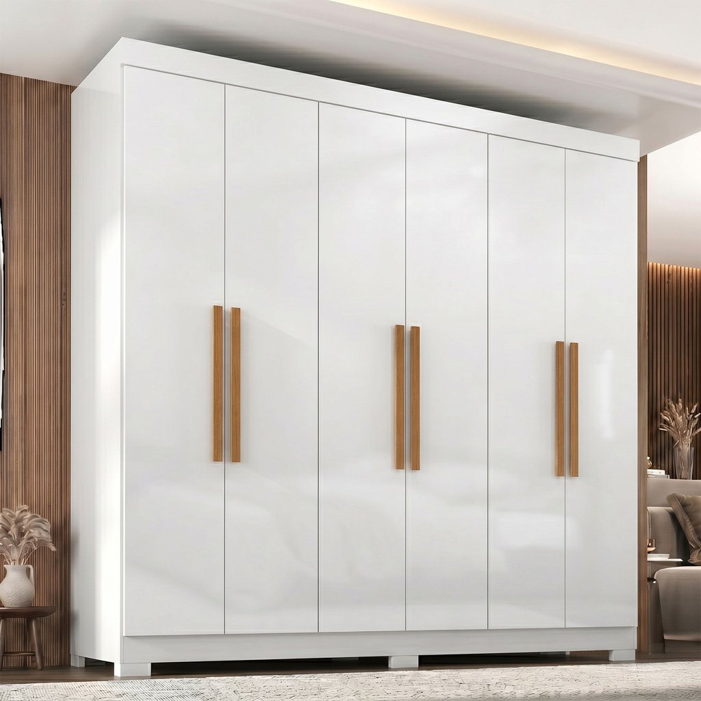 Guarda Roupa 6 Portas com Pés Paris Espresso Móveis Branco Branco