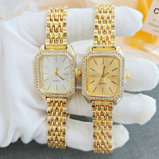 Novo relógio feminino de alta qualidade com incrustações de diamantes quadrados, simples e versátil, relógio de pulso de