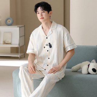 Pijamas masculinos verão puro algodão calças de manga curta estilo fino verão Plus Size meia manga masculino verão Homew