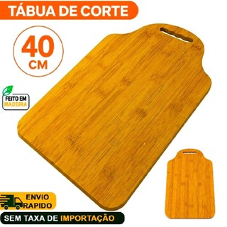 Tábua de Corte de Madeira 40x24 com Alça para Cozinha, Carnes e Queijos Resistente e Elegante