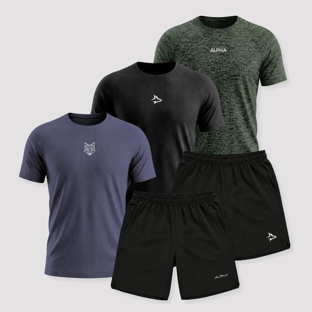 Kit 5 Peças Dry Academia Treino Esportes Alpha