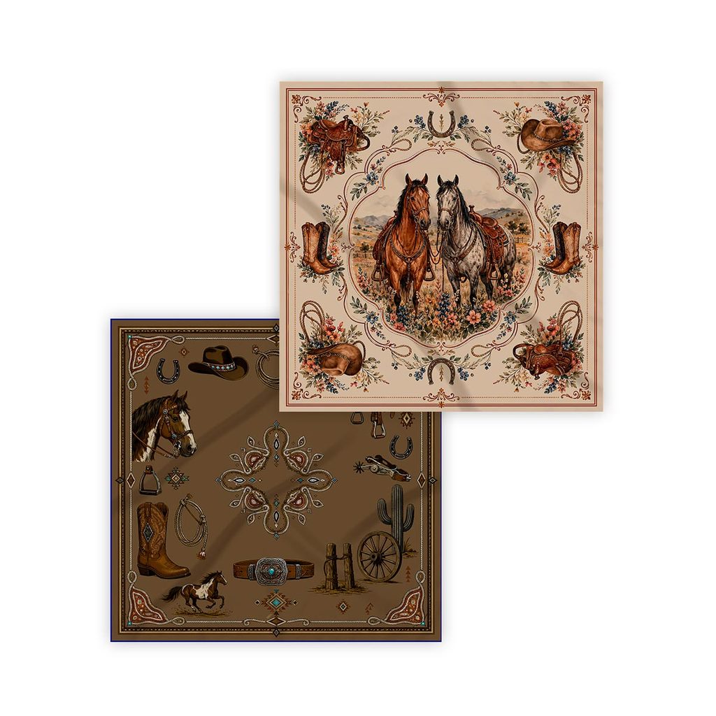 Kit 2 Lenços Country Western 70x70cm Tecido Sedinha 12