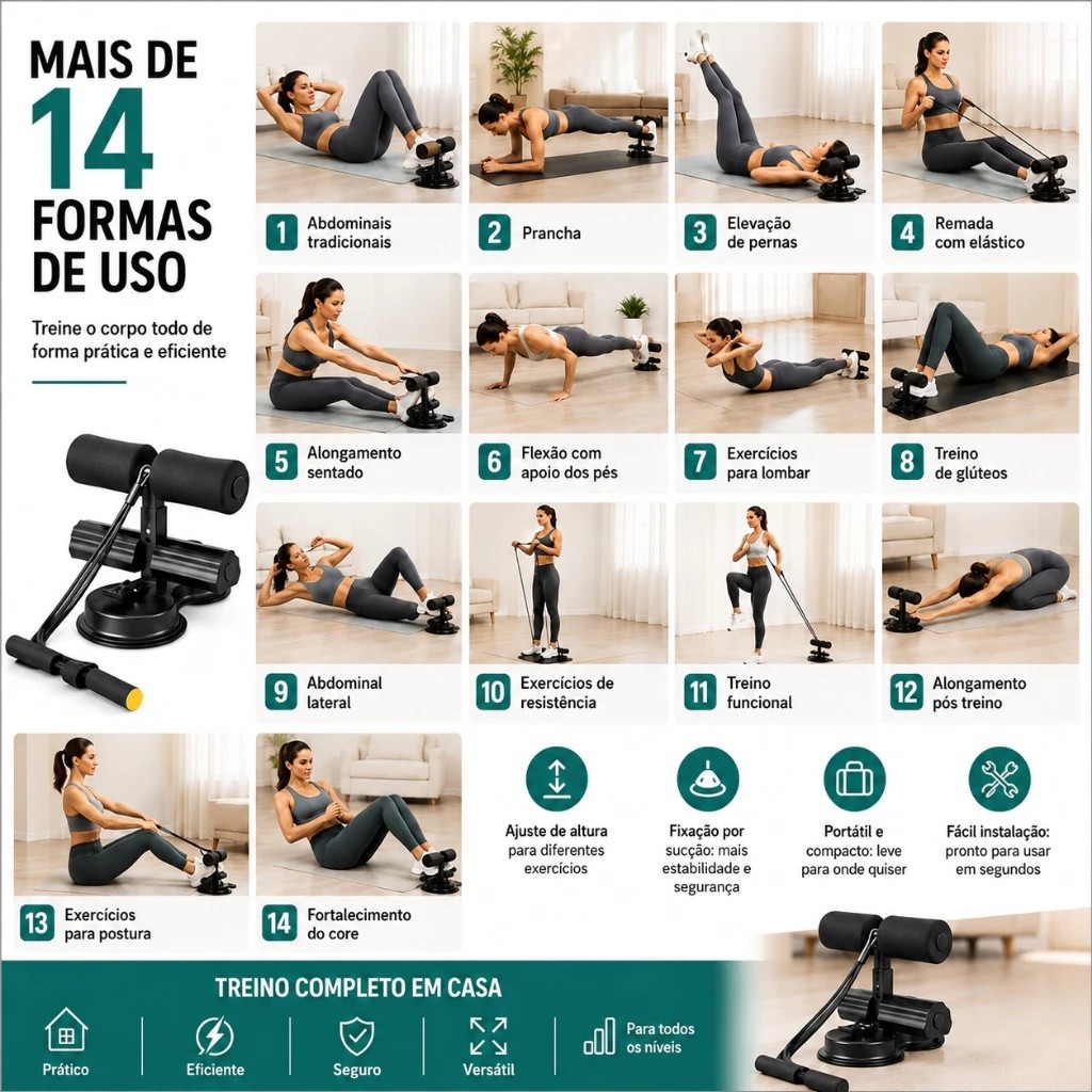 Aparelho Abdominal com Ventosa Forte 3 Ajustes Para Casa e Academia Com Proteção para Barriga e Joelhos — imagem 2 de 2