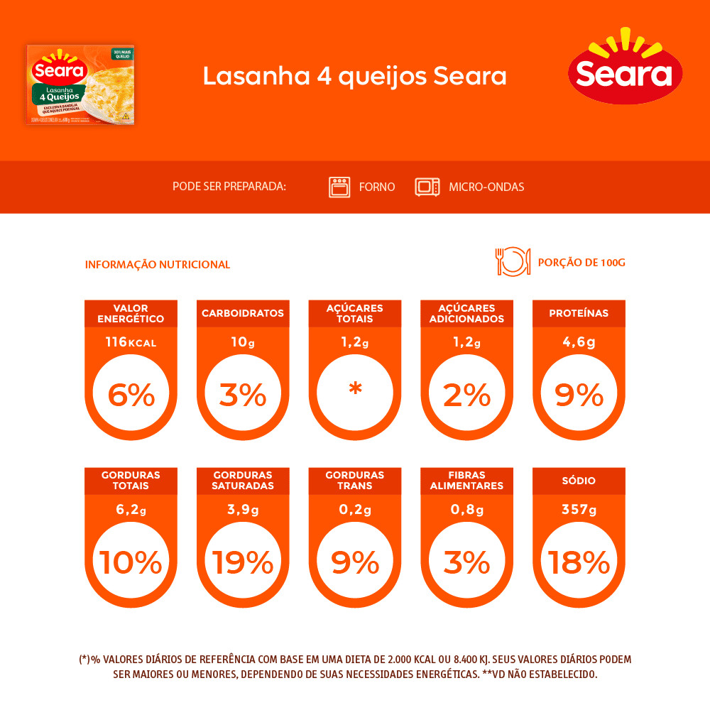 Seara Lasanha 4 queijos 600g · foto 2