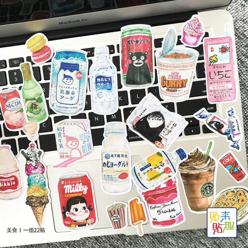 T na moda comida bebida fria adesivos único bonito dos desenhos animados computador Tablet telefone adesivos geladeira S