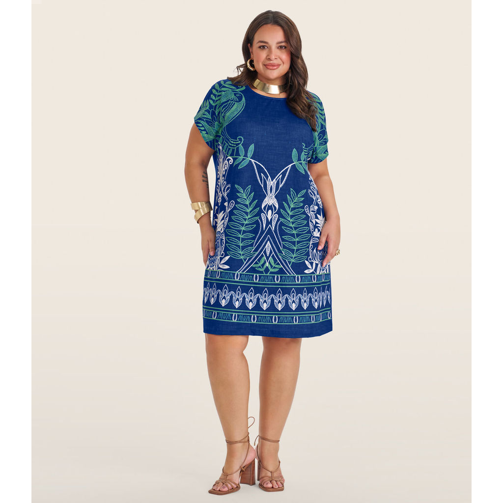 Vestido Curto Plus Size Secret Glam Azul