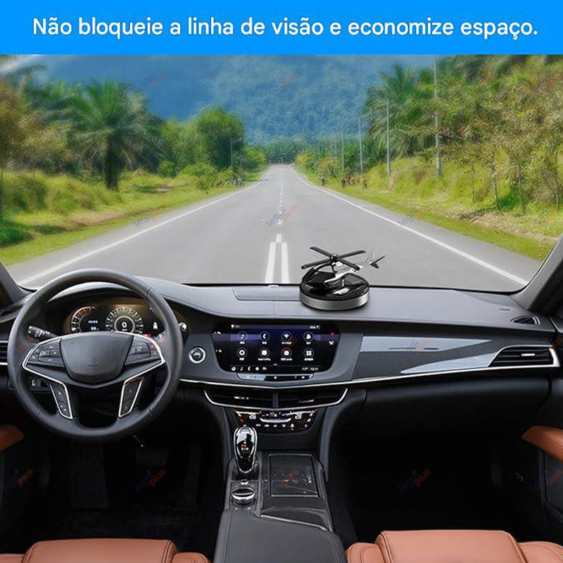 Aromatizante Automotivo Solar Helicóptero– Perfume Decorativo com Hélice Giratória para Carro e Caminhão – Energia Solar