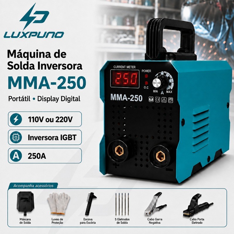 110V/220V Máquina de Solda Inversora MMA 250A Profissional Portátil E Potente Eletrica Eletrodo Mma Frequência 50/60 Hz