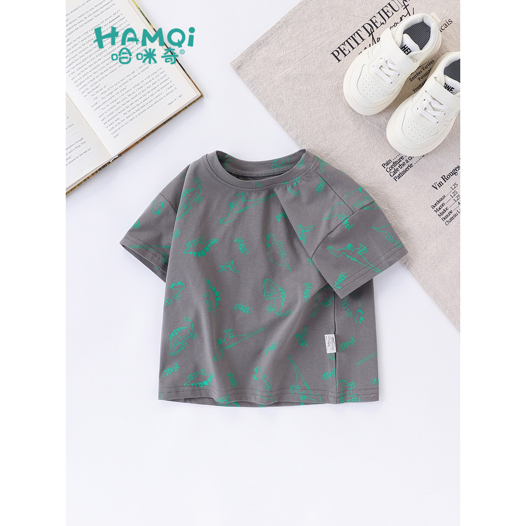 Meninos de manga curta camiseta verão roupas infantis bebê dos desenhos animados dinossauro impressão roupas pequenas cr