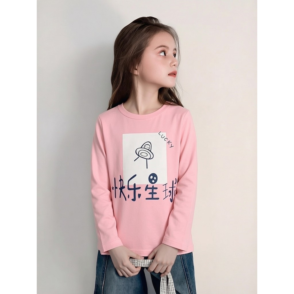Marca de comércio exterior roupas infantis 2026 primavera novo produto meninas versão coreana puro algodão desenho anima