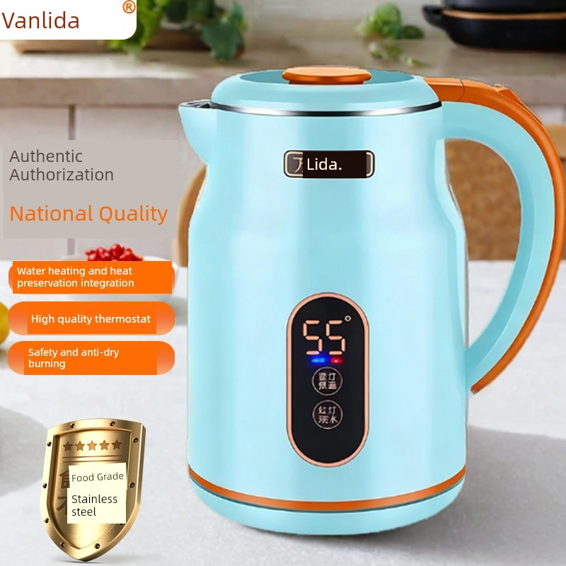 W Wanlida Chaleira Doméstica de Aço Inoxidável Chaleira de Abertura Rápida Integrada Desligamento Automático Grande Capa